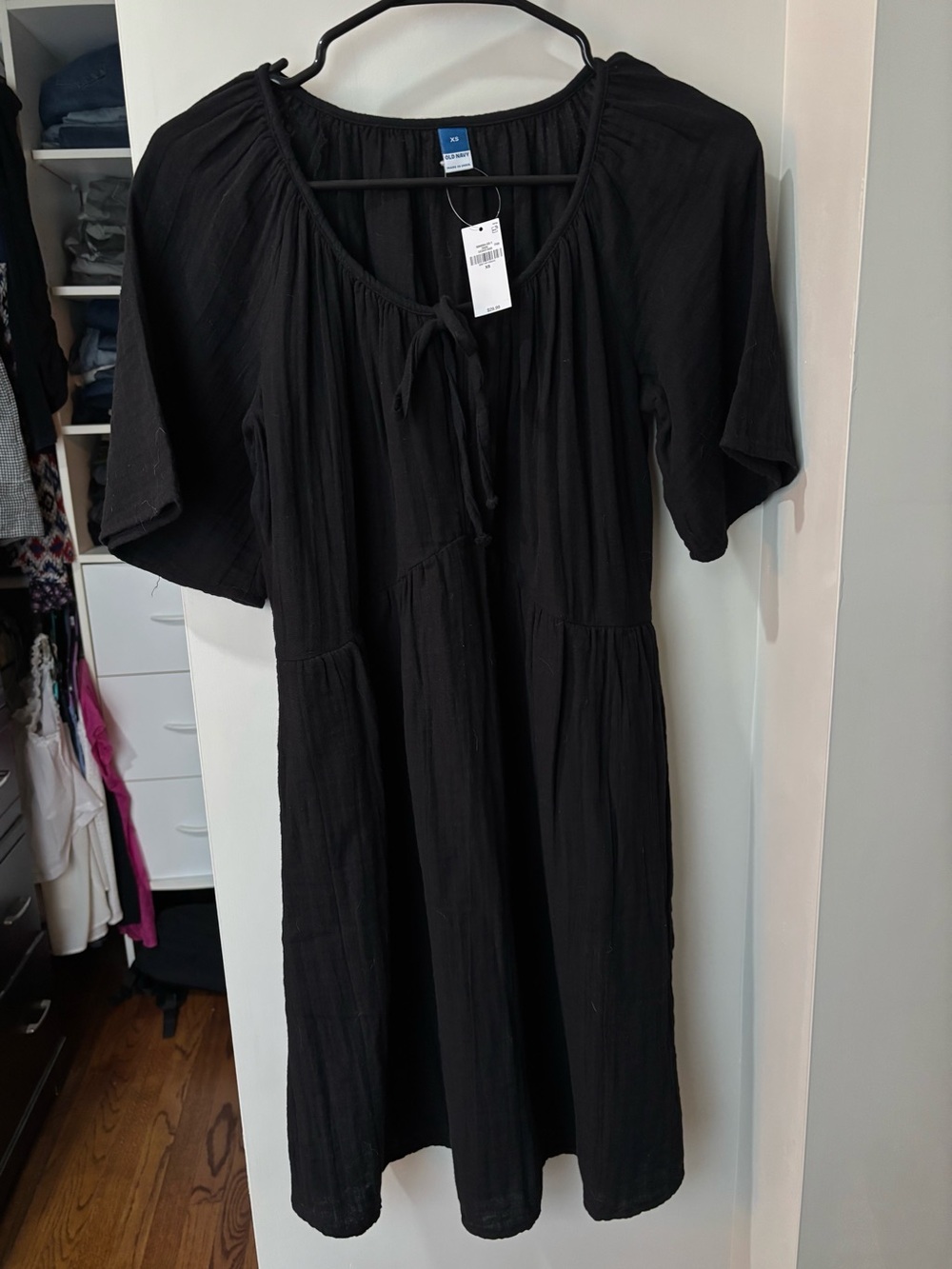 Old Navy Black Tie-Neck Mini Dress